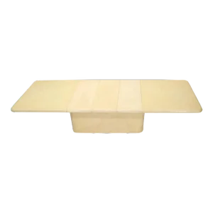 Expandable Extra Long Faux Lacquered Goat Skin Dining Conference Table