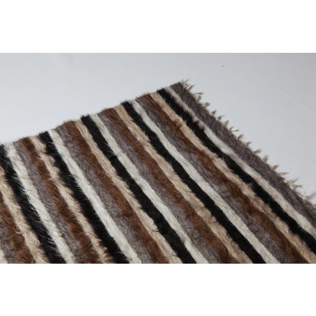 Mid 20th Century Handwoven Tribal Modern Stripe Kilim – Wool Flatweave Art Rug -4' X5' 7'' For Sale In Tampa - Image 6 of 12