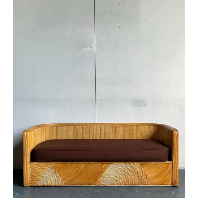 Late 20th Century Vintage Boho Swirl Pencil Reed Sofa For Sale - Image 5 of 7