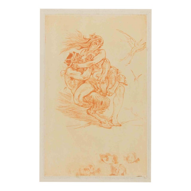 Félicien Rops, Nude, Exaggerated Courtesy, 1880s, Etching For Sale