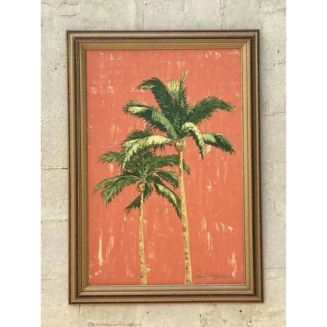 Late 20th Century Vintage Costal Original Palm Tree Oil Painting For Sale - Image 5 of 6