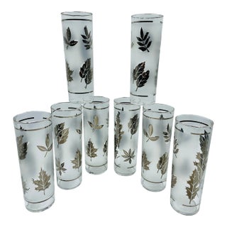 Vintage Libbey Glass Co. "Silver Foliage" Pattern Glasses Set of 8 in Original Box For Sale