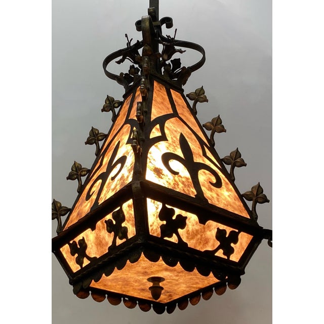 French Large French Wrought Iron and Mica Church Lantern, 19th Century For Sale - Image 3 of 8