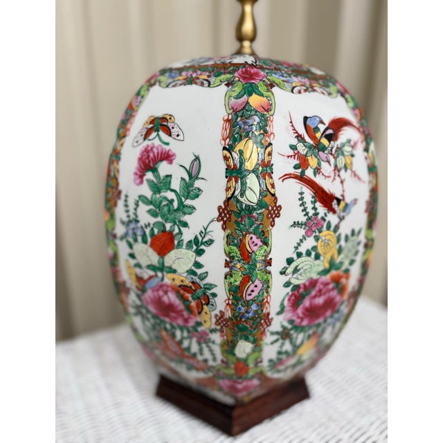 Pair of Vintage Chinese Export Famille Rose Porcelain Ginger Jar Table Lamps For Sale - Image 12 of 12