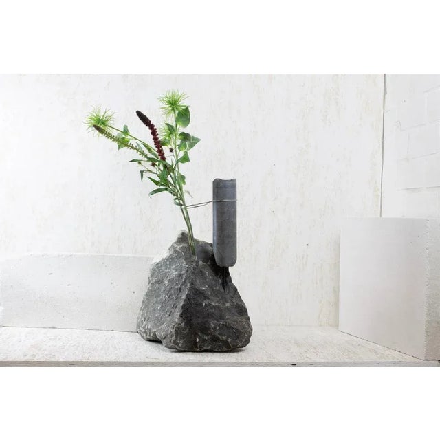 Contemporary Blue Stone Flower Vessel by Studio DO For Sale - Image 3 of 7