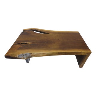 Custom Reclaimed Wood Live Edge Waterfall Coffee Table For Sale