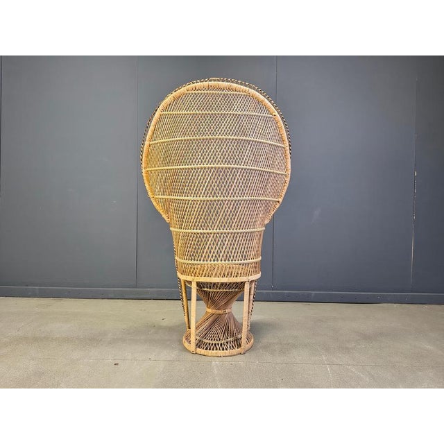 Boho Chic Vintage Wicker Peacock Chair, 1970s For Sale - Image 3 of 14