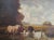 Stunning antique oil painting by American artist James T. Breen (1859-1940) depicting a trio of cattle gathered at a...