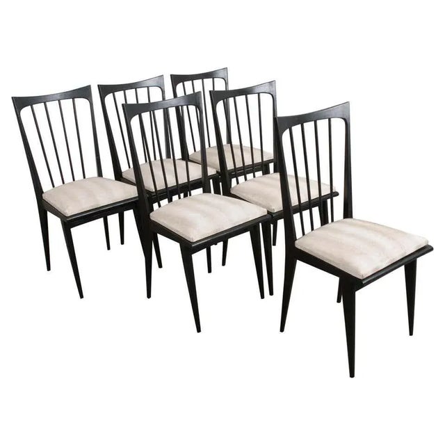 French Mid-Century Ebonized Dining Chairs - Set of 6 For Sale - Image 13 of 13