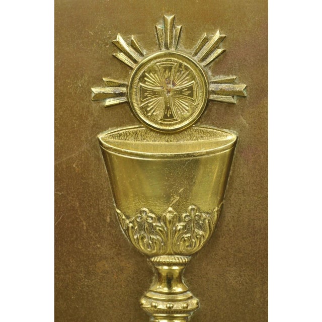 Late 19th Century Antique Gothic Bronze Wall Hanging Altar Door Tabernacle With Chalice (B) For Sale - Image 5 of 10
