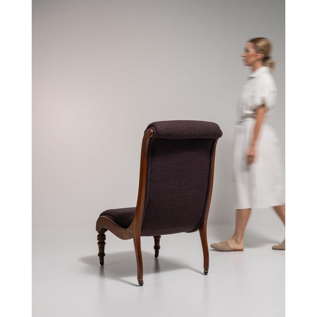 Upholstered slipper side chair in Deep Aubergine Plum. Finished in deep aubergine plum, this upholstered slipper side...