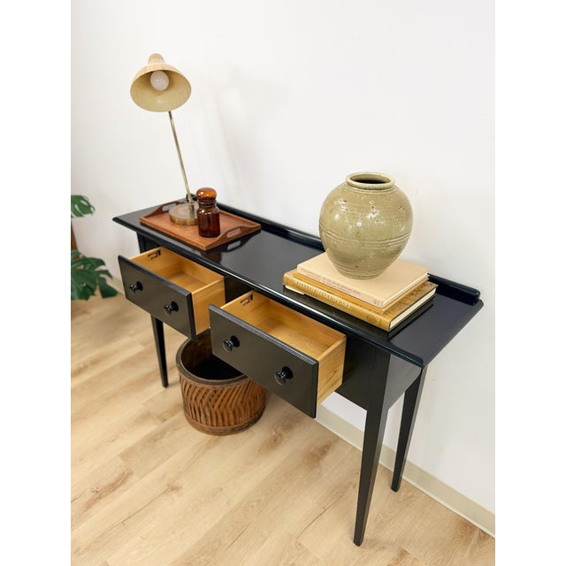 Nichols and Stone Solid Black Wood Console Two Drawers Modern Transitional For Sale - Image 12 of 16