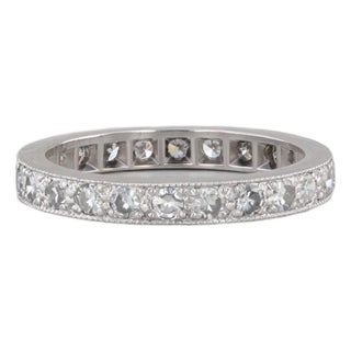 Vintage 0.70ctw Diamond Eternity Band 900 Platinum Wedding Ring Annivesary, Size 6.75 For Sale