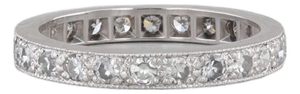 Vintage 0.70ctw Diamond Eternity Band 900 Platinum Wedding Ring Annivesary, Size 6.75