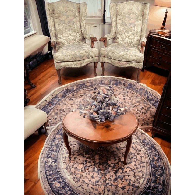 Wood Antique Bergere Armchairs in Floral Fabric, Set of 2 For Sale - Image 7 of 8