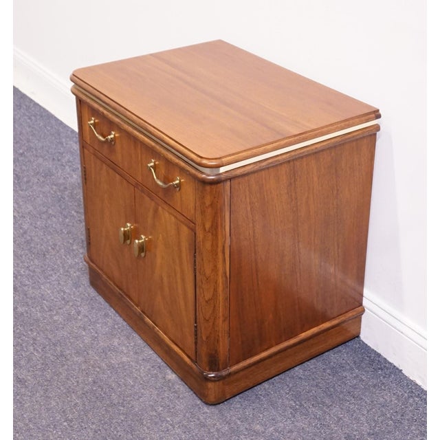 Thomasville Thomasville Furniture Agenda Collection Solid Walnut MCM Mid Century Modern 25" Cabinet Nightstand 23411-820 For Sale - Image 4 of 14