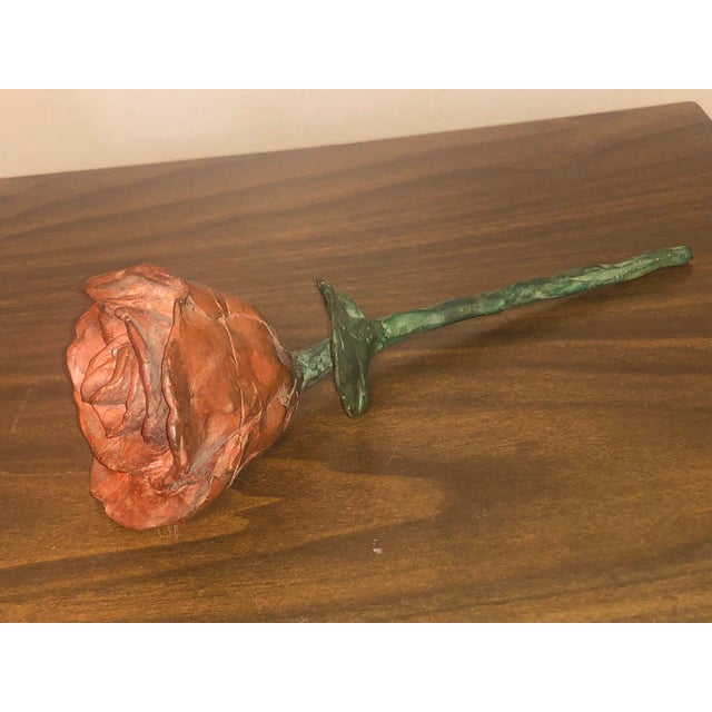 Late 20th Century Brutalist Cast Iron Rose Sculpture For Sale - Image 4 of 11