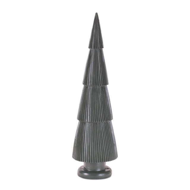 Bring modern woodland charm to your holiday décor with this set of three green ribbed resin Christmas trees, designed to...