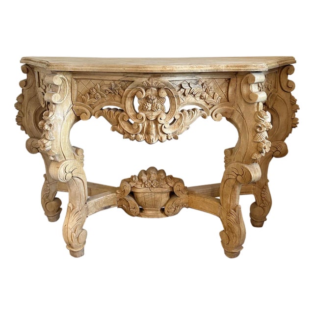 Bleached Oak French-Provincial Console Table For Sale