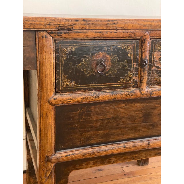 Brown Vintage Chinese Painted Country Console Chest For Sale - Image 8 of 13