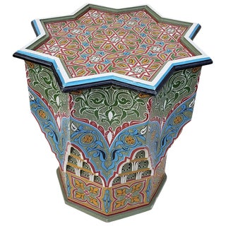 Moroccan Ceuta Painted and Carved Star Table For Sale