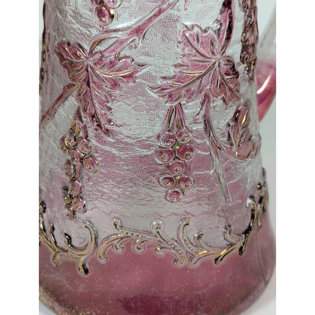Rare Antique Harrach Jewel Cameo Glass Pitcher and Glasses, Cranberry Stain, Gold Gilt, 1900 For Sale In Nashville - Image 6 of 12