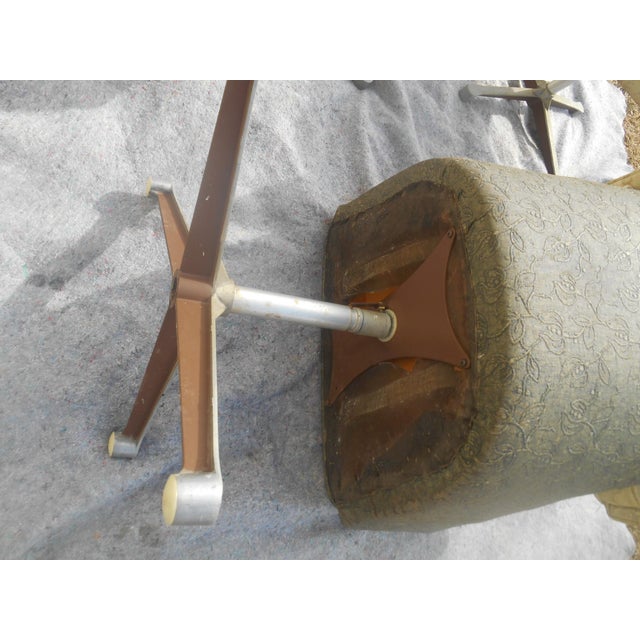 Olive Vintage 1960-70's MCM Tufted Swivel Dining Chairs- Set of Four For Sale - Image 8 of 9