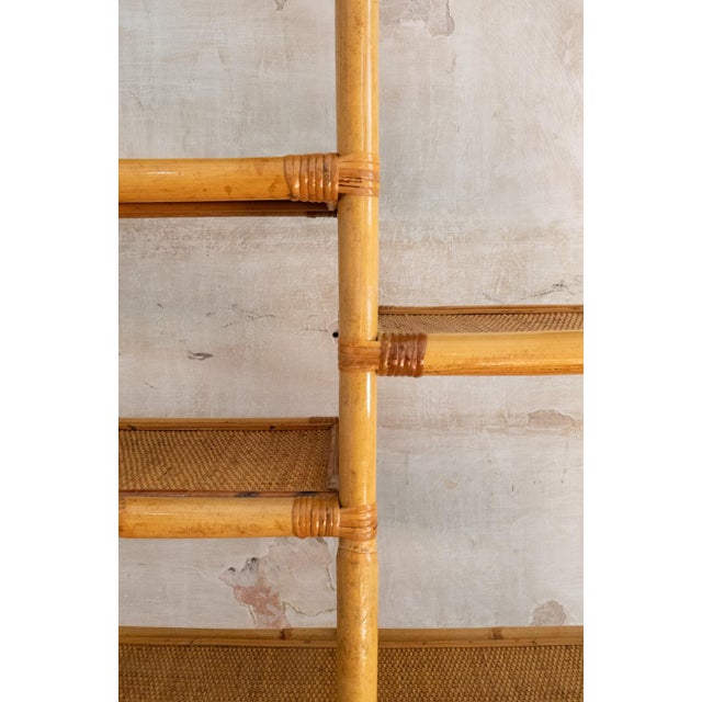 Arched Bamboo Bookcases with Woven Rush Fabric, 1970s, Set of 2 For Sale - Image 9 of 11