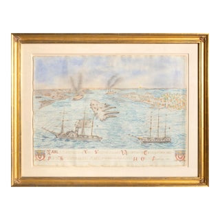 Naval Action, Frank Leslie Drawing For Sale