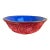 Mid Century Chinese Red Cinnabar Lacquerware & Brass Rim Scallup Landscape Bowl For Sale