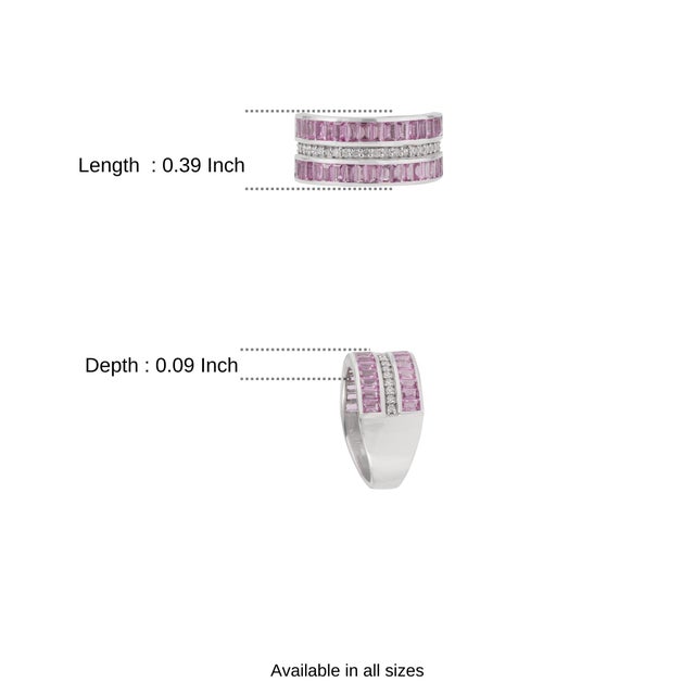 Blush Horizon 3.16 Ct Pink Sapphire & Diamond Band Ring for Christmas Gift, Size 6.5 For Sale - Image 10 of 13