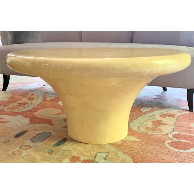 Mid-Century Modern 1980s Karl Springer Lacquered Goatskin Mushroom Cocktail Coffee Table For Sale - Image 3 of 12