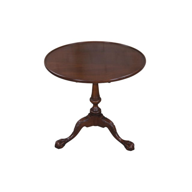 English 20th C. English Chippendale Style Logan Tilt Top Birdcage Tea Table Ball & Claw For Sale - Image 3 of 12