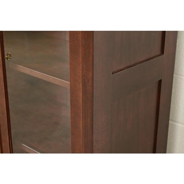 Wood Limbert Style Antique Arts & Crafts Mahogany Double Bookcase Cabinet, Newly Refinished For Sale - Image 7 of 12