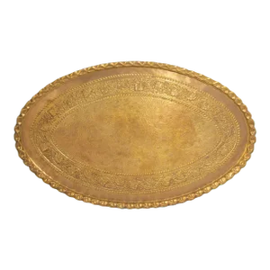 Large Massive Mid-Century Brass Moroccan Oval Brass Tray