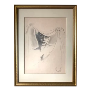 Vintage Exotic Art Deco Era Fashion Design Drawing Circa 1930s Signed Bette