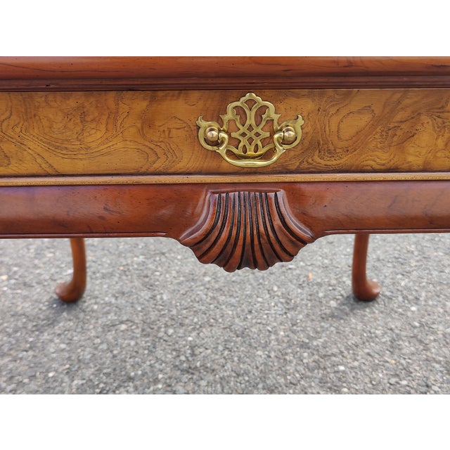 Wood Baker Furniture Burled Walnut Queen Anne Tea Table For Sale - Image 7 of 10