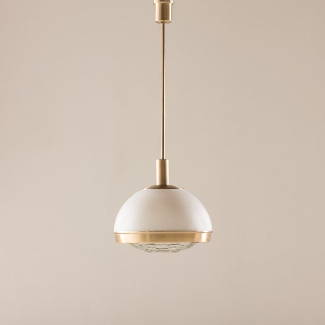 Mid-Century Modern Pendant Lamp in Aluminum and Glass by Pia Gudietti Cripa for Lumi, Milan, Italy, 1970s For Sale - Image 3 of 9