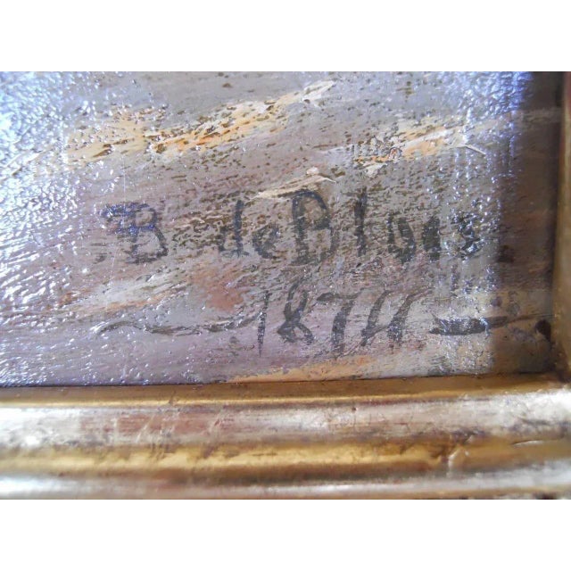 Wood 19th Century Francois De Blois Landscape Oil Painting on Canvas, Framed For Sale - Image 7 of 8