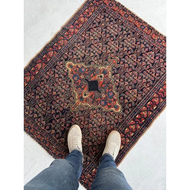 Title: OLD WORLD Antique Persian Senneh | Iconic, Timeless, Beautifully Deep Size: 3.7 x 4.5 Age: Antique, C. 1900-1920's...