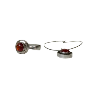 Scandinavian Modern Silver and Amber Necklace and Armring by Niels Erik, 1960s, Set of 2