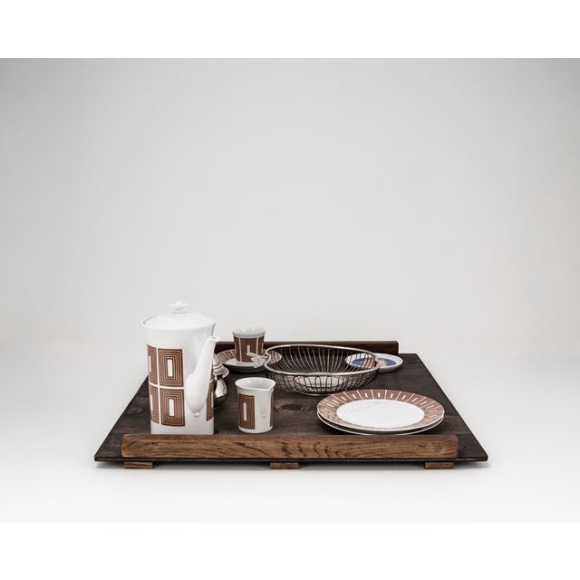 Wood Mid-Century Modern Tête-À-Tête for Two on Wooden Tray by Victoria La Couronne for Fürstenberg, 1960s, Set of 14 For Sale - Image 7 of 15