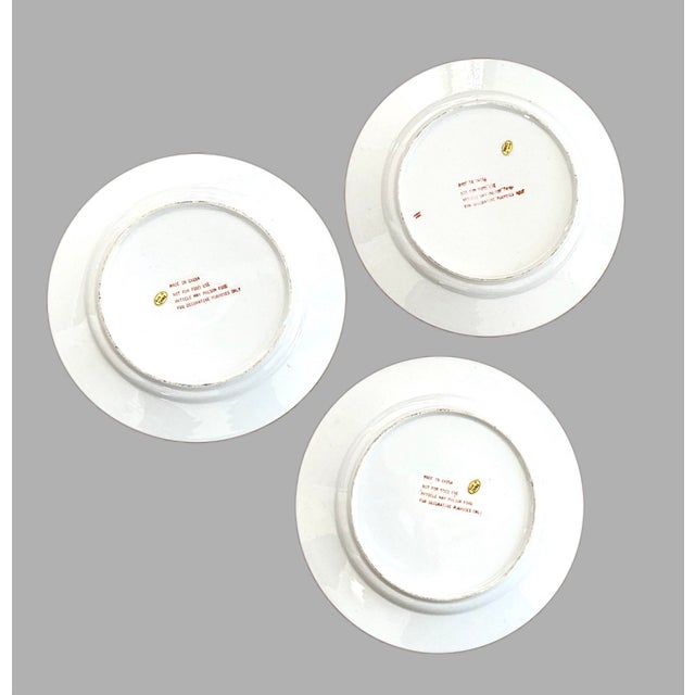 Pink and Green Floral Chinoiserie Decorative Plates - Set of 3 For Sale - Image 11 of 11