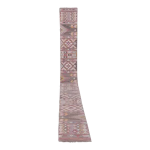 1960s Vintage Extra Long Turkish Kilim Runner With Mid Century Modern Style 2'4'' X 23'4''