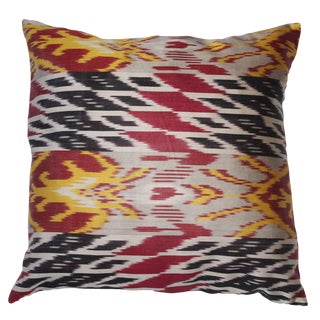 Contemporary Silk Ikat Bohemian Throw Pillow For Sale