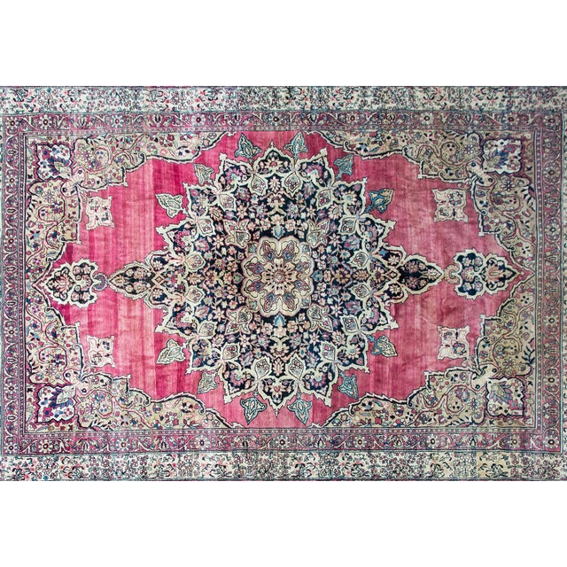 Raspberry Red Late 19th Century Persian Lavar Kirman Rug For Sale - Image 8 of 15