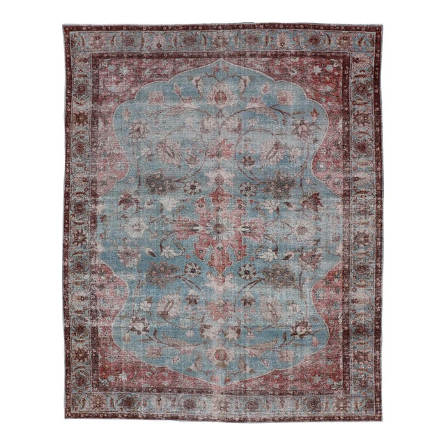 Early 20th Century Antique Persian Tabriz Khoy Rug in Wool With Large Floral Design 8'6 X 11'3 For Sale