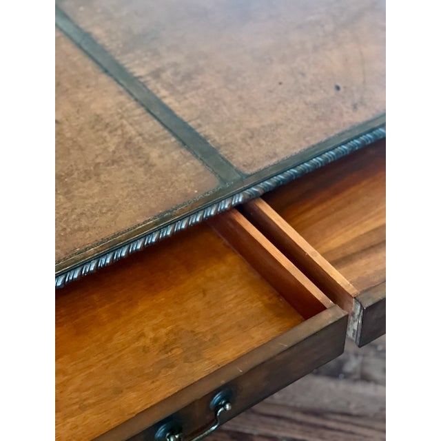 Wood 1940s Mahogany Chippendale Style Coffee Table With Leather Top and Drawers by Imperial For Sale - Image 7 of 12