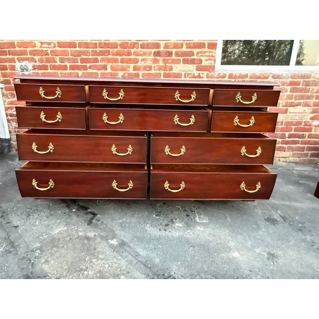 Henkel Harris Solid Mahogany Bombe Style Dresser For Sale - Image 11 of 17
