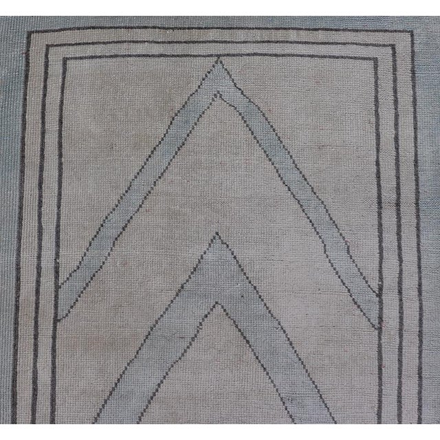 Vintage Turkish Unique Runner With Modern Design in Lt. Blue, Taupe and Brown For Sale In Atlanta - Image 6 of 11
